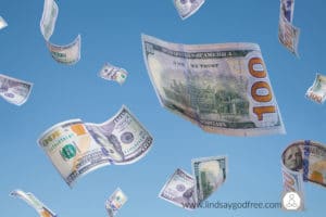 Money Falling Down in a Blue Sky.